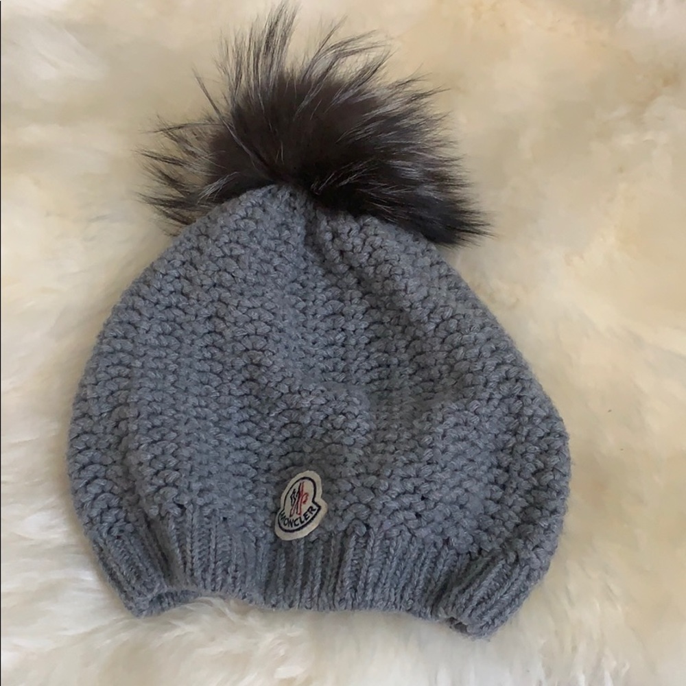 Moncler grey wool hat.